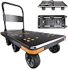 6-Wheel Heavy Duty Folding Trolley 1000 kg Capacity, Platform Trolley with Reinforced Steel Frame for Moving Furniture & Garden Gear, Folds in 3 Seconds for Garage & Workshop