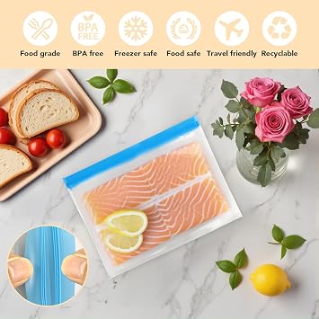 20 Pack Reusable Freezer Bags Silicone Freezer Bags