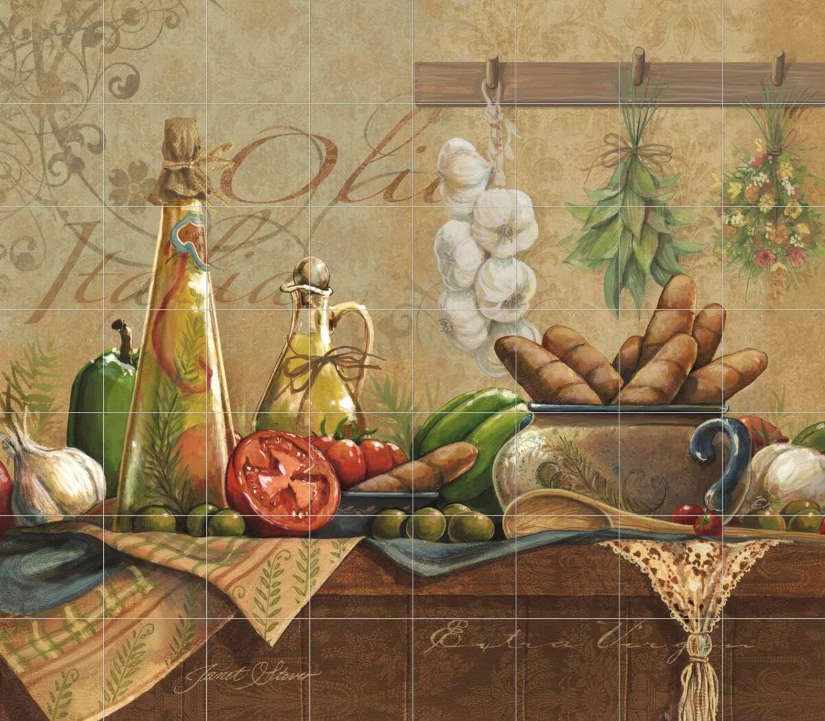Ceramic Backsplash Tile Mural Kitchen Kitchen - Olio d Olive - Janet Stever
