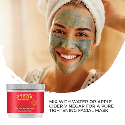 Miniatura 7 de Original Zteca Healing Clay-Pure Bentonite Powder - Mascarilla facial natural para limpieza profunda de poros y beatificación de la piel. Perfecto