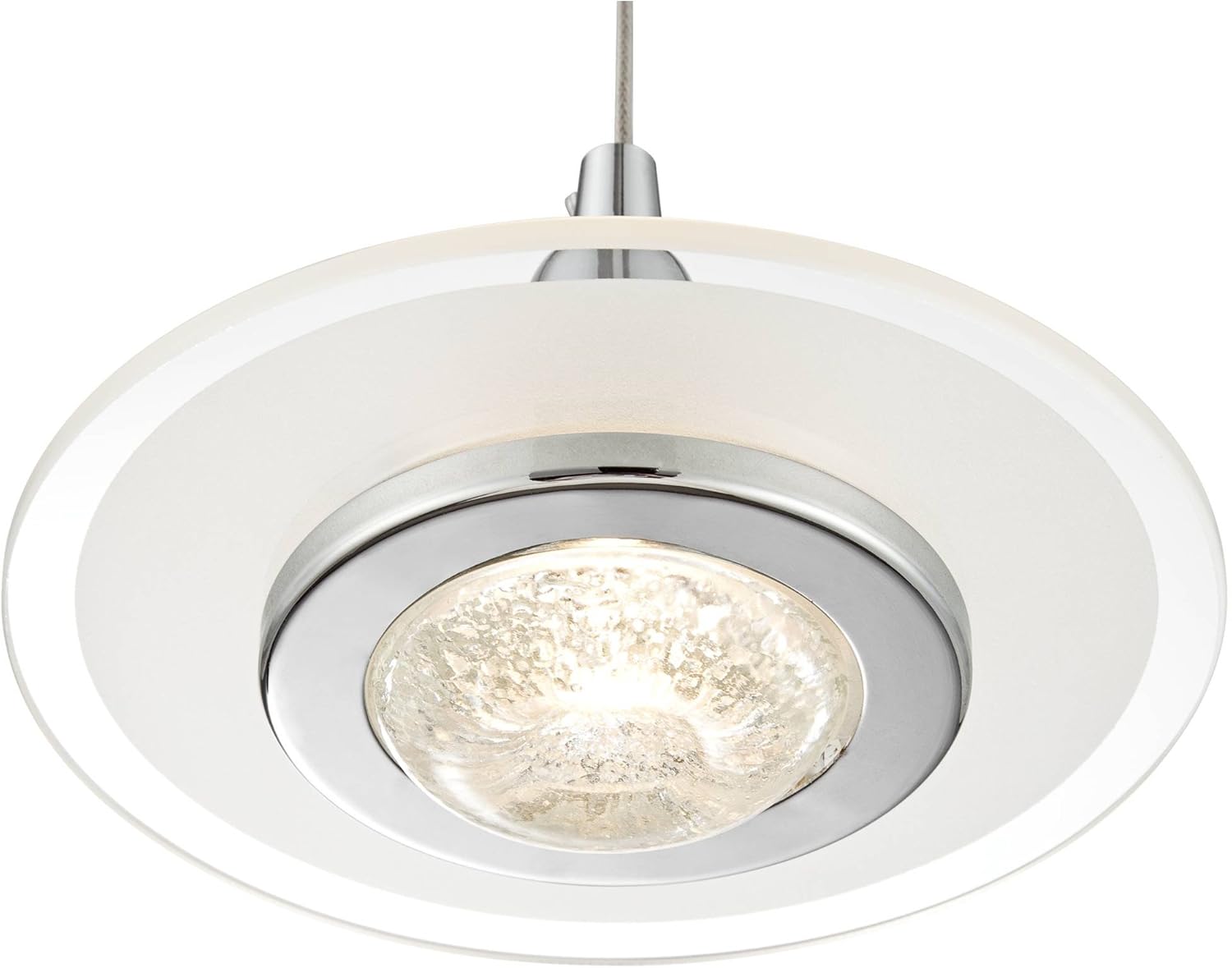 Possini Euro Design Menos Chrome Mini Pendant Lighting Fixture 6 1/4" Wide Modern LED Clear Frosted Glass Shade for Dining Room Living House Home Foyer Kitchen Island Entryway Bedroom High Ceilings