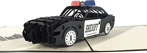 Miniatura 6 de iGifts And Cards Sheriff Car - Tarjeta de felicitación desplegable 3D Impresionante regalo de feliz cumpleaños, jubilación adjunto jefe, graduación