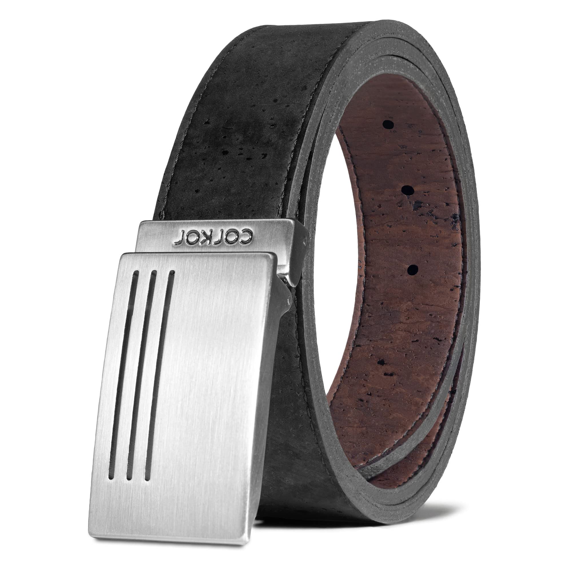 Corkor Reversible Vegan Belt Cork Men Black Brown Color, Black + Brown, Large