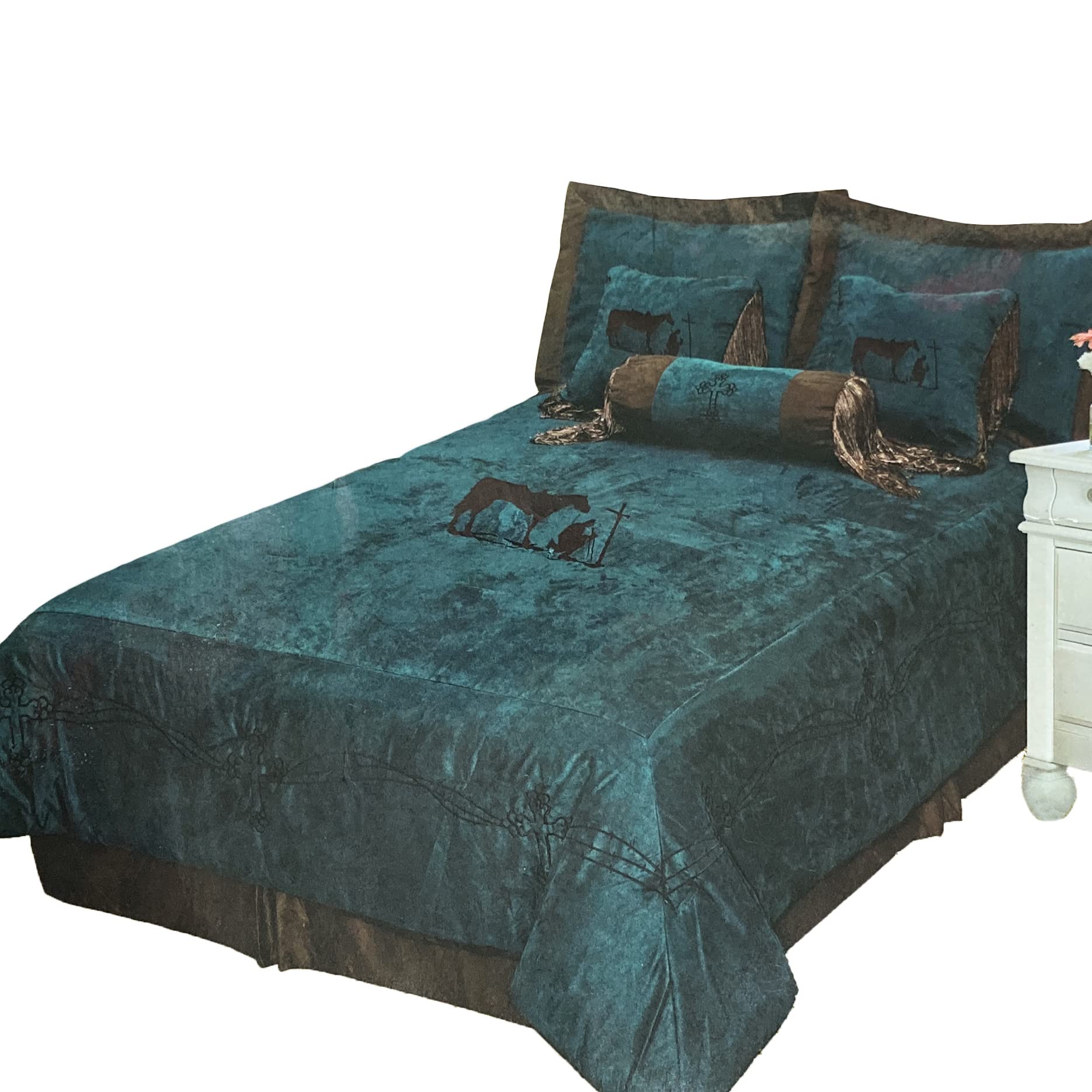 Col De Poitrine Western TRIPLE E En Feutre Turquoise - Avec Clips, Occasion