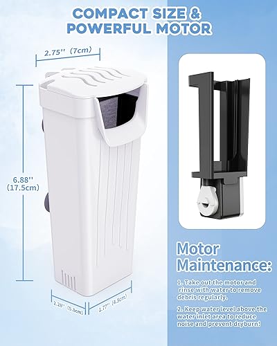 Miniatura 3 de Moonorange Filtro de acuario de 35 W y 280 LH filtro de tanque de tortuga filtro de cascada de bajo nivel para reptiles peceras con 2 cartuchos de