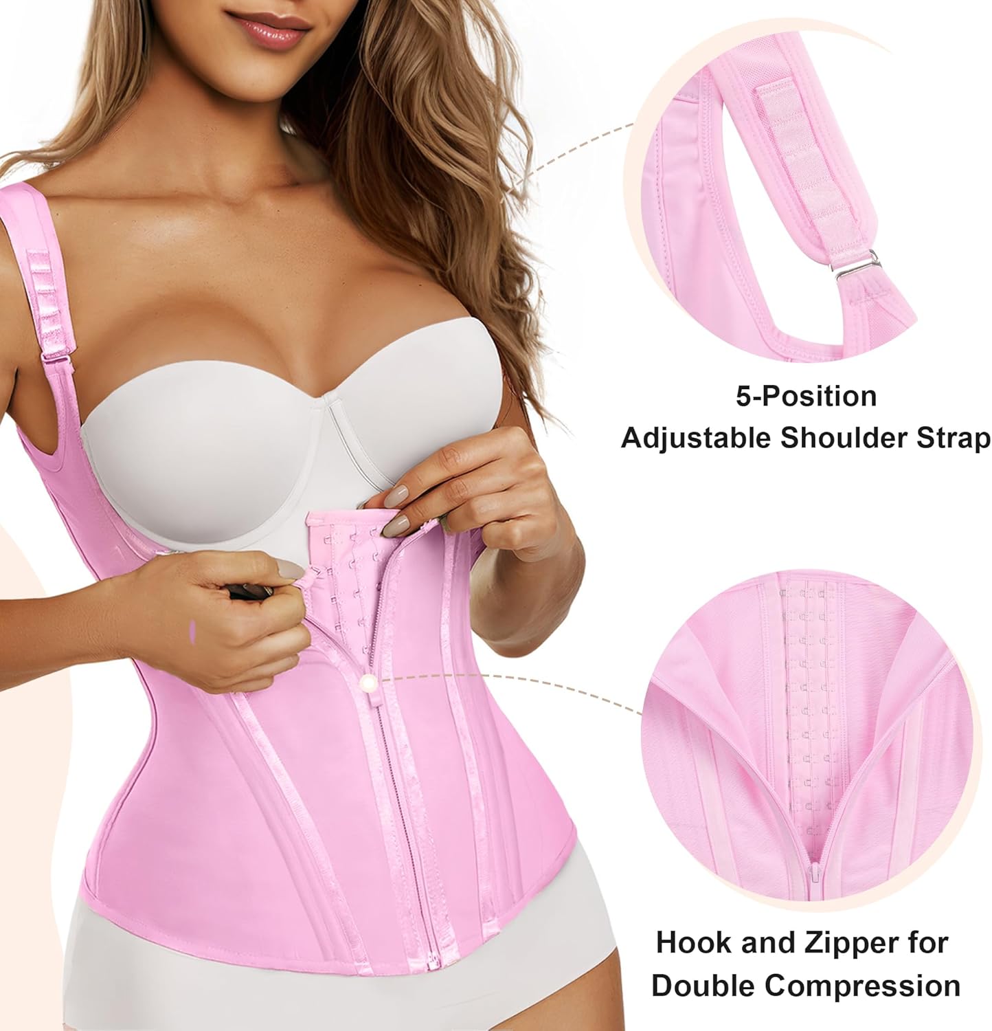 SHAPERX Waist Trainer Corset for Women Tummy Control Sport Girdle Hourglass Waist Cincher Body Shaper with Steel Boned - Image 3