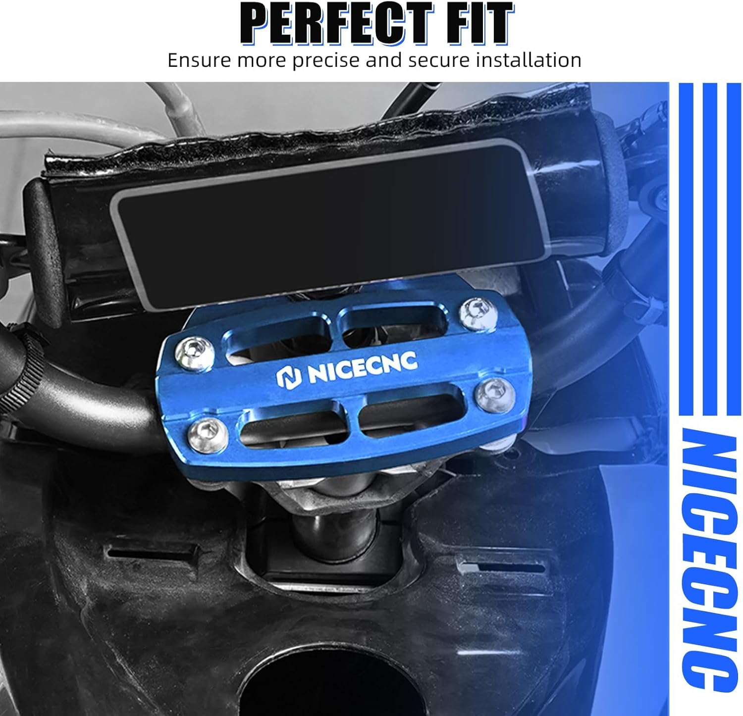 NICECNC Handlebar Clamp Aluminum Compatible with Yamaha Raptor 700 2006-2009 2011-2026, Raptor 700 Special Edition 2010 Blue