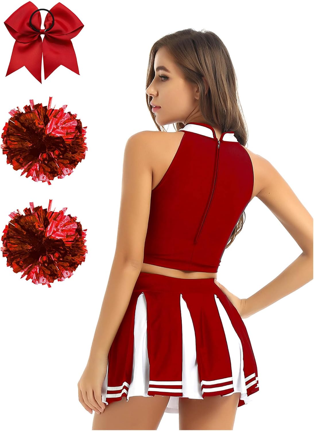 Woman's Cheer Leader Uniform Halloween Cheerleading Schoolgirl Sportswear with Accessories