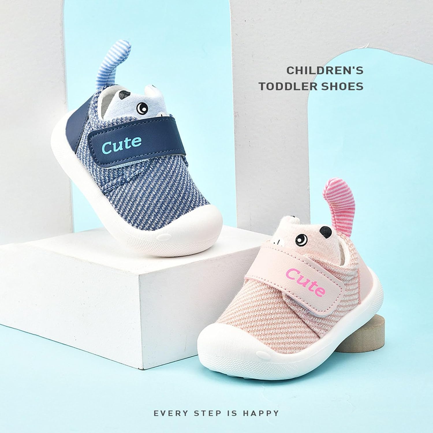 Toddler Squeaky Sneakers Flat Non Slip Strap First Walking Sport Shoes Baby Boys Girls Outdoor Lightweight Casual Shoes