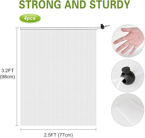 Miniatura 2 de Paquete de 4 bolsas de malla para jardín, barrera de plagas con cordón, 2 tamaños de red para insectos para pájaros, arándanos, arbustos, tomates,