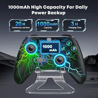 AXYBCOOL Wireless PC Controller with Stand, PC Gaming Controller with Linear Triggers/Vibration/Turbo - No Dead Zone - Bluetooth Controller for PC/Switch/Switch 2/iOS/Android