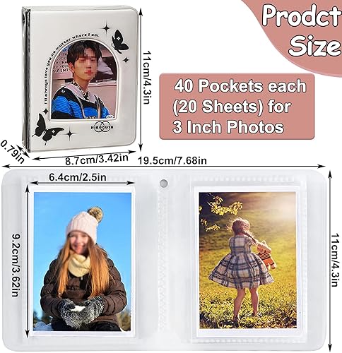 Miniatura 4 de SZHTSWU Mini álbum de fotos de 40 bolsillos, soporte para tarjetas fotográficas Kpop de 3 pulgadas, carpeta pequeña para tarjetas fotográficas,