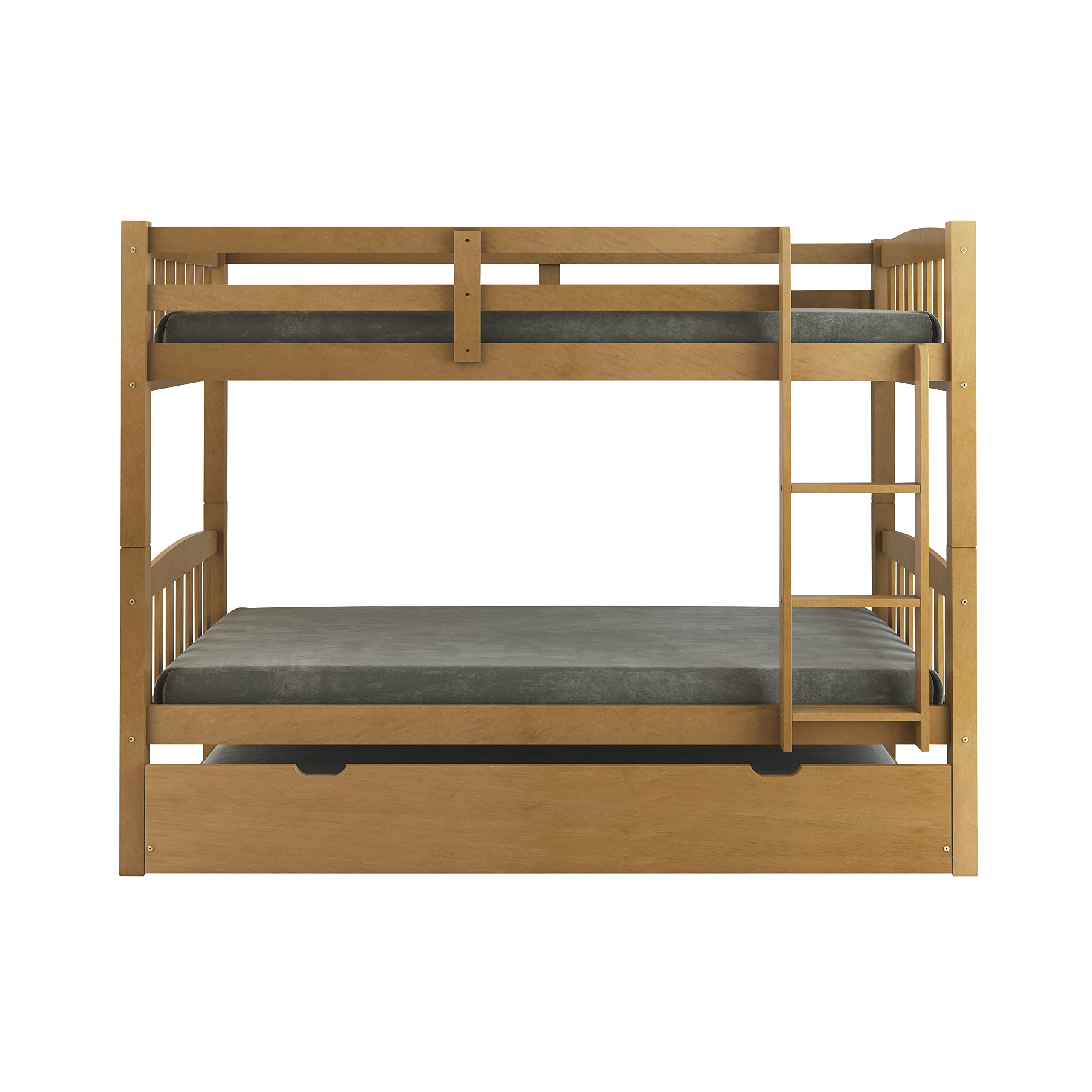 Arredo Stock Letto a castello con terzo letto estraibile in legno di pino massello, 90x190x156 cm (Legno)