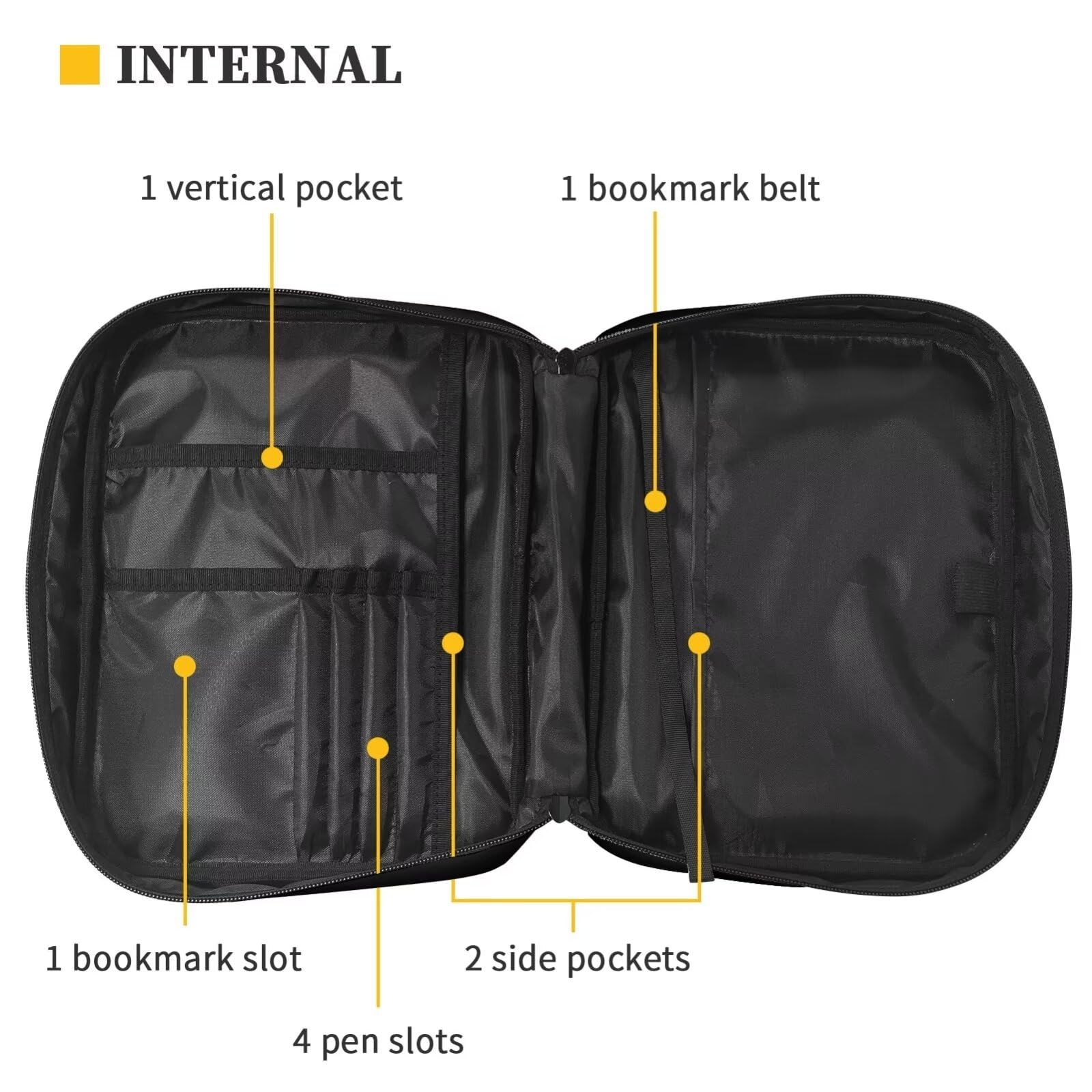 ZIATUBLES Black Cat Pattern Church Bible Covers with Pockets Portable Bible Bags with Handle for Women Men Book Carrying Pack Bible Holder Bags for Christian Prayer Bible Study - Image 4