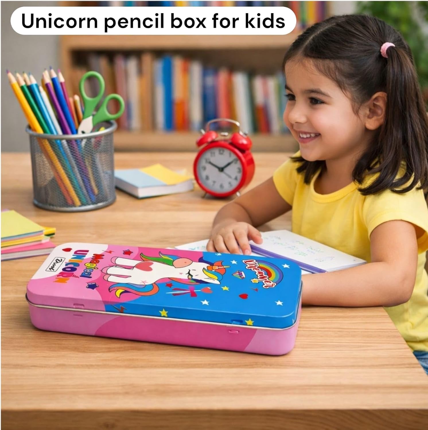 TERA 13 Kids Mermaid Theme School Stationery Kit – Pencil Box, Pencil, Sharpener, Eraser & Crayon Set,Mermaid keychain, Best Return Gifr For Kids (Pack of 3 Item)