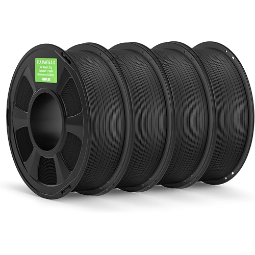 Matte PLA 2.0 Filament 1.75mm, 4KG Grey Black | 3D Printer Filament Dimensional Accuracy +/- 0.02mm, No Clogging, Smooth Texture