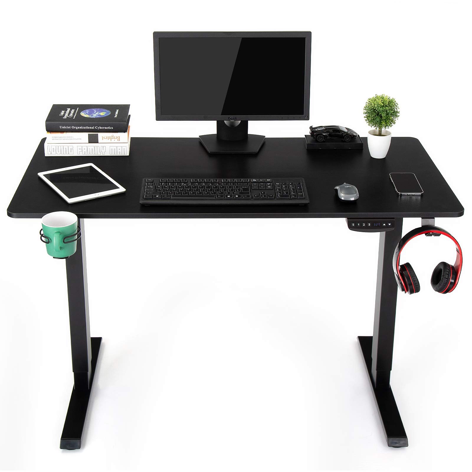 OUTFINE Height Adjustable Standing Desk Electric Dual Motor Home Office Stand Up Computer Workstation (Black, 48")