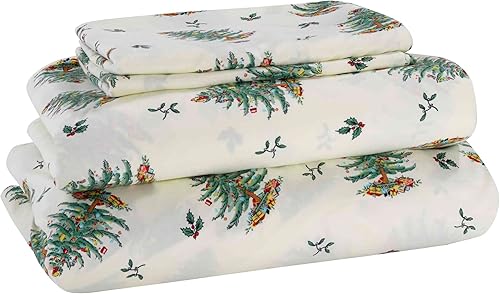 Avanti Linens Spode - Sábanas Queen, acogedor juego de 4 piezas con fundas de almohada a juego, decoración de habitación de vacaciones (árbol de