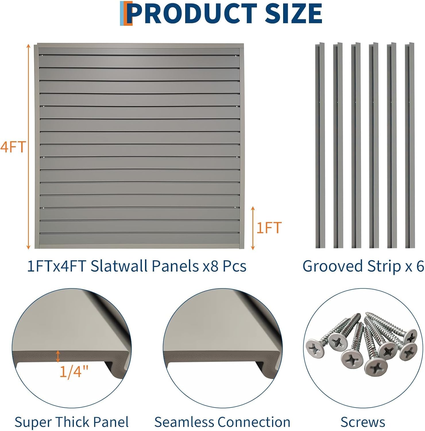 4 x 8 ft Slatwall Panel Garage Wall Organizer, Heavy Duty Slat Wall Paneling