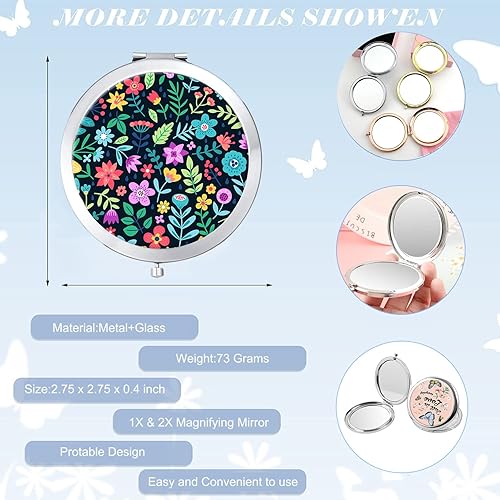 Miniatura 3 de Espejo compacto para mujer, mini espejo redondo de maquillaje de viaje, bonito espejo de bolsillo plegable portátil para bolso, espejo de bolsillo