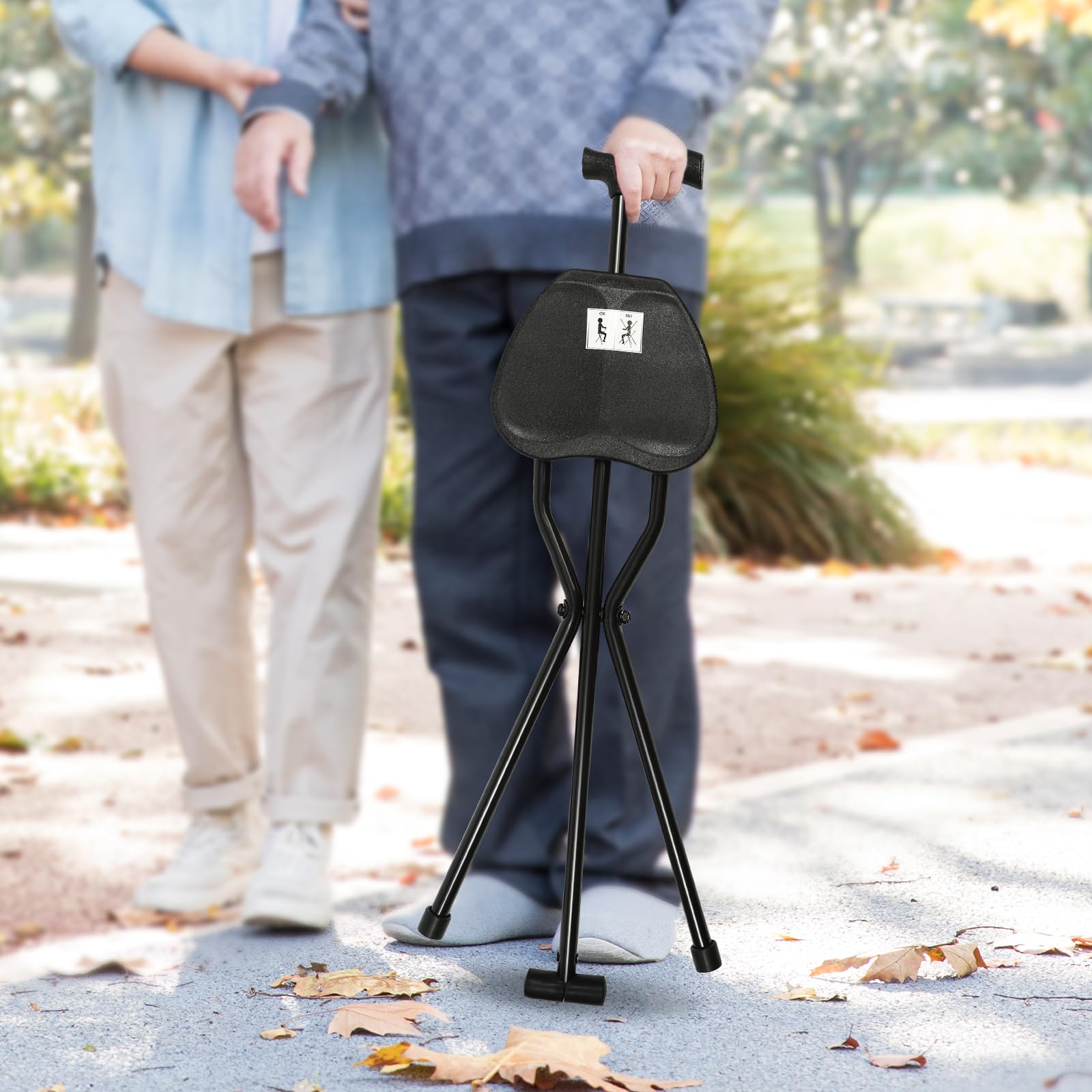 Bastón plegable 3 en 1 con asiento – Taburete ligero de aluminio para personas mayores y actividades al aire libre