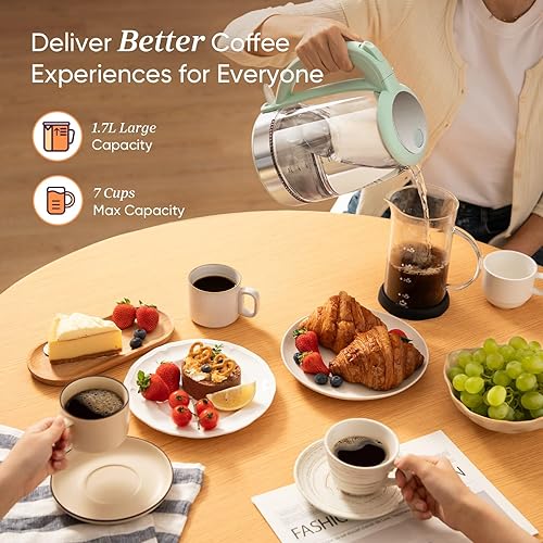 Miniatura 3 de COSORI - Hervidor eléctrico, sin contacto de plástico con agua, 1.8 qt1500W, tapa interior y filtro de acero inoxidable, tetera para café y té,