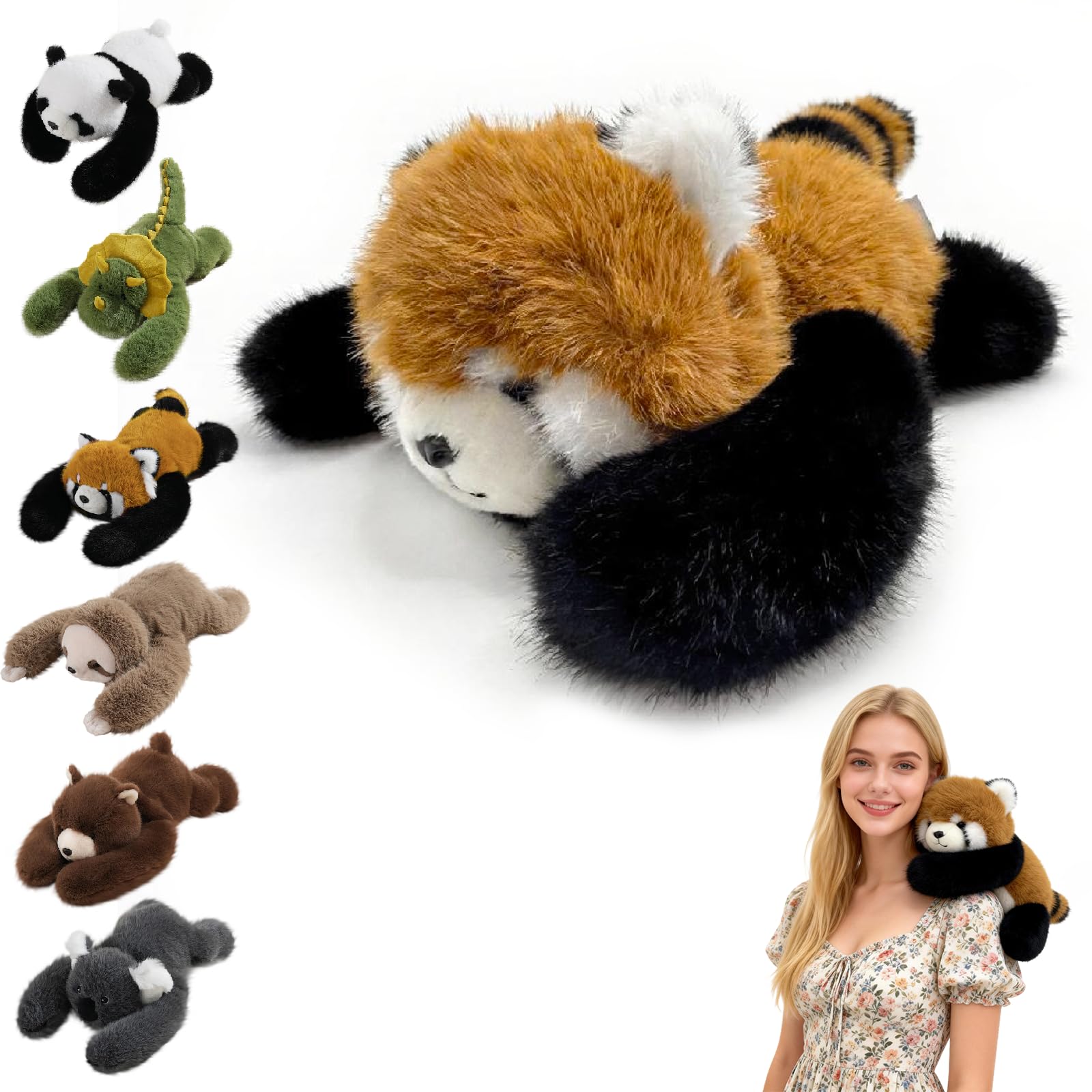 Weighted Red Panda Plush Teddy, Soft Stuffed Animal Plushies, Cuddly Toy for Comfort & Relaxation