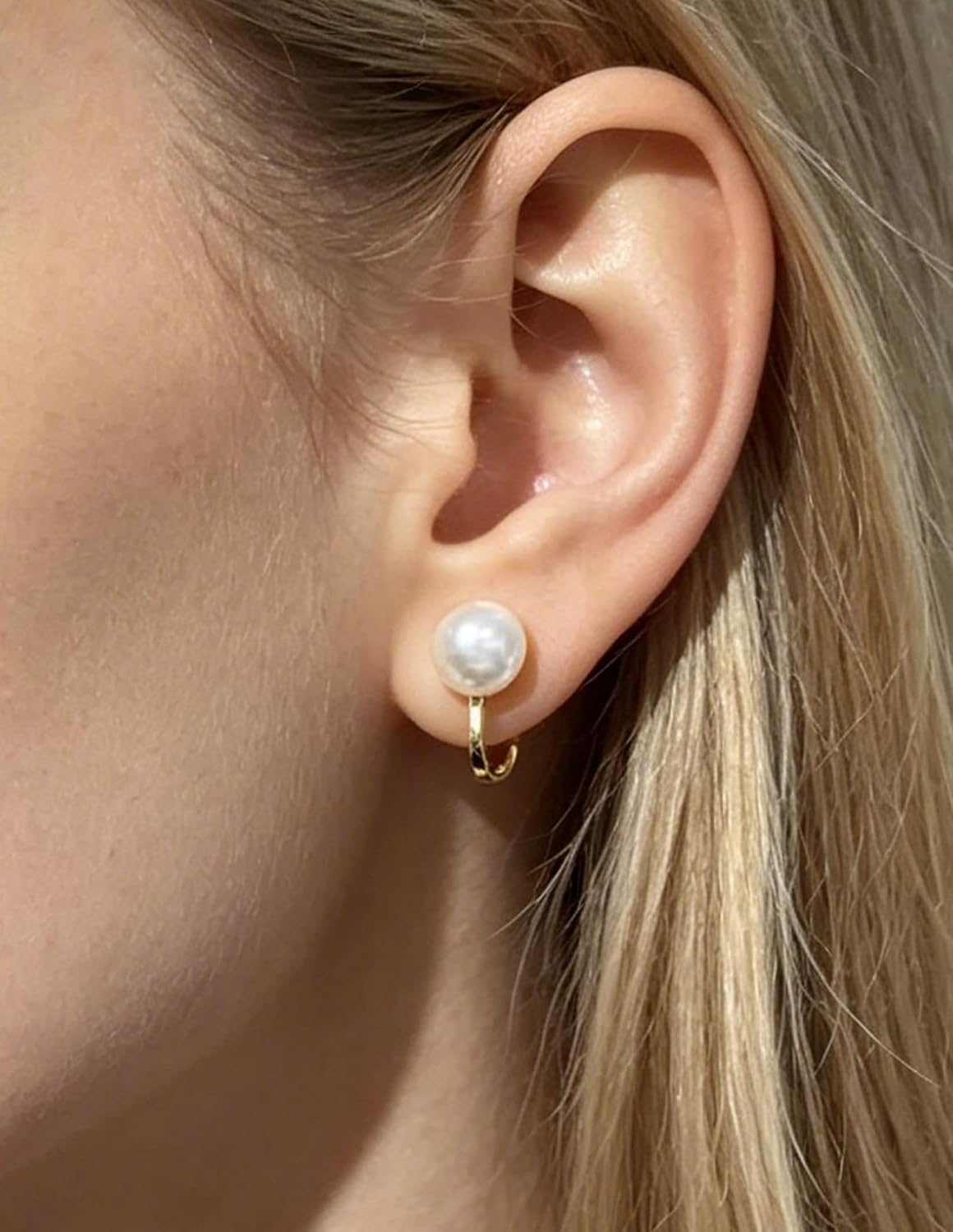 10 Pairs Clip on Earrings Set for Women 14K Gold Plated Hypoallergenic Ears Clips Jewelry Trendy Non Pierced Flower CZ Pearl Waterdrop Knot Twist Stud Hoop Chunky Fake Earrings Silver Plated