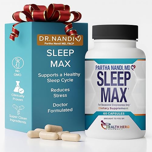Sleep Max - Ayuda natural para dormir Magnesio, GABA, 5-HTP y taurina Suplemento para sueño REM y sueño profundo sin melatonina Ayuda a base de