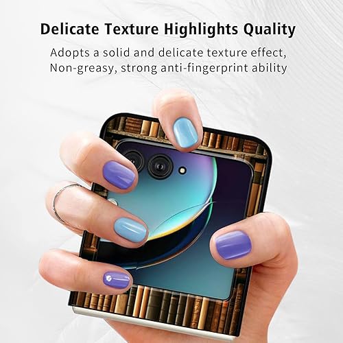 Vista 143 de Funda para Motorola Moto Razr Plus 2023 con protección de pantalla, cubierta trasera de policarbonato duro delgada y ultrafina con patrón de estante