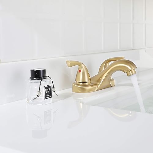 Miniatura 8 de PARLOS Grifo de lavabo de baño de dos manijas con montaje de drenaje de metal y manguera de suministro, cUPC sin plomo, níquel cepillado, 13622