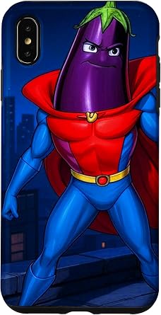 Super Eggplant Fun Veggie Superhero Case for iPhone Xs Max