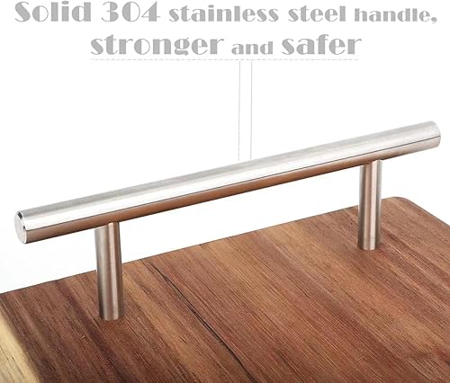 Miniatura 4 de Resafy Bandeja de madera de acacia con asas de acero inoxidable, hecha a mano, mesa decorativa para servir, plato decorativo de comida para anidar