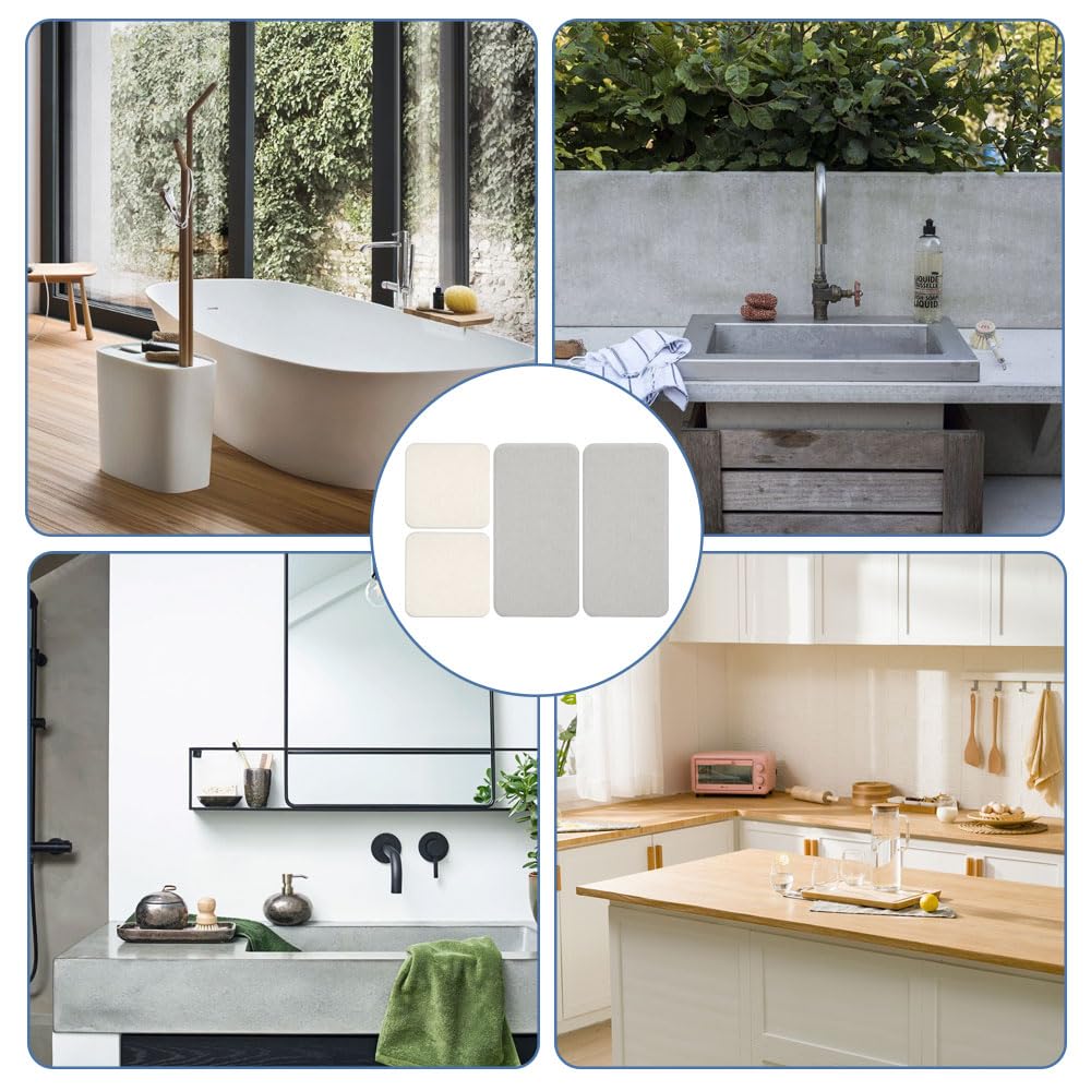 4 Pezzi Sottobicchieri in Terra di Diatomee Assorbenti, Rapida Vassoio in Pietra Assorbente per Lavello, Grigio e Bianco Vassoio Pietra Assorbente Bagno, per Spugne, Spazzole, Bottiglie di Saponi
