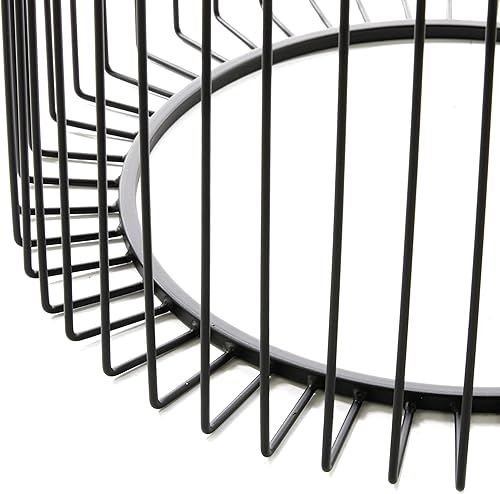 Miniatura 6 de Deco 79 Mesa auxiliar de metal con marco de alambre abierto y parte superior de vidrio sombreado, mesa auxiliar de 20 x 20 x 19 pulgadas, color negro