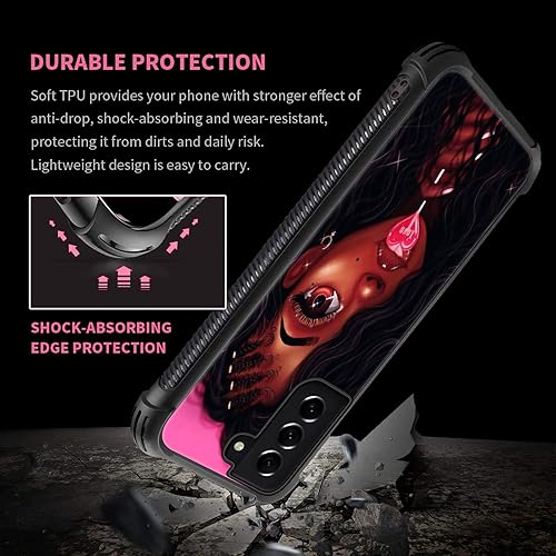 Miniatura 6 de Goodsprout Funda compatible con Samsung Galaxy S22, parte trasera de piruleta con diseño de niña negra y silicona suave TPU para prevención de