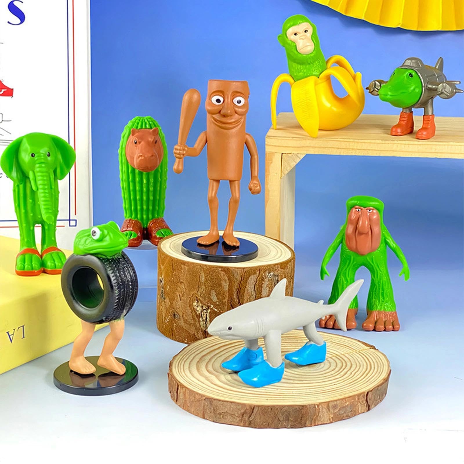 チジラとチビラ　レインボー　エクストラ　科学技術館　フィギュア　アートトイ TYXHXTF Pack of 12 Tung Tung Tung-Sahur Figures, Italian Brain Red