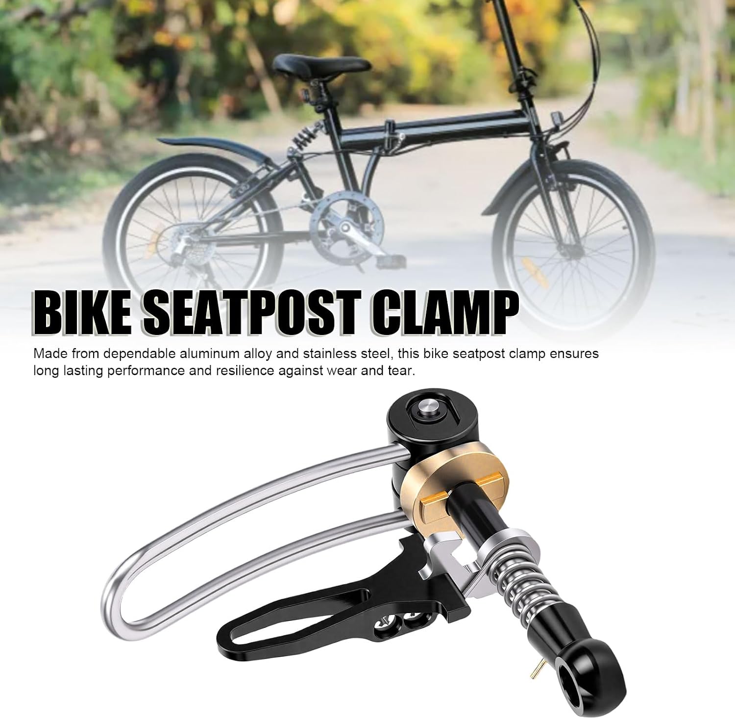 Folding Bike Seat Tube Clamp, Aluminum Alloy Stainless Steel Quick Installation Lightweight Portable, Replacement for 3sixty Brompton, Suitable for 31.8mm Seat Post (Black)