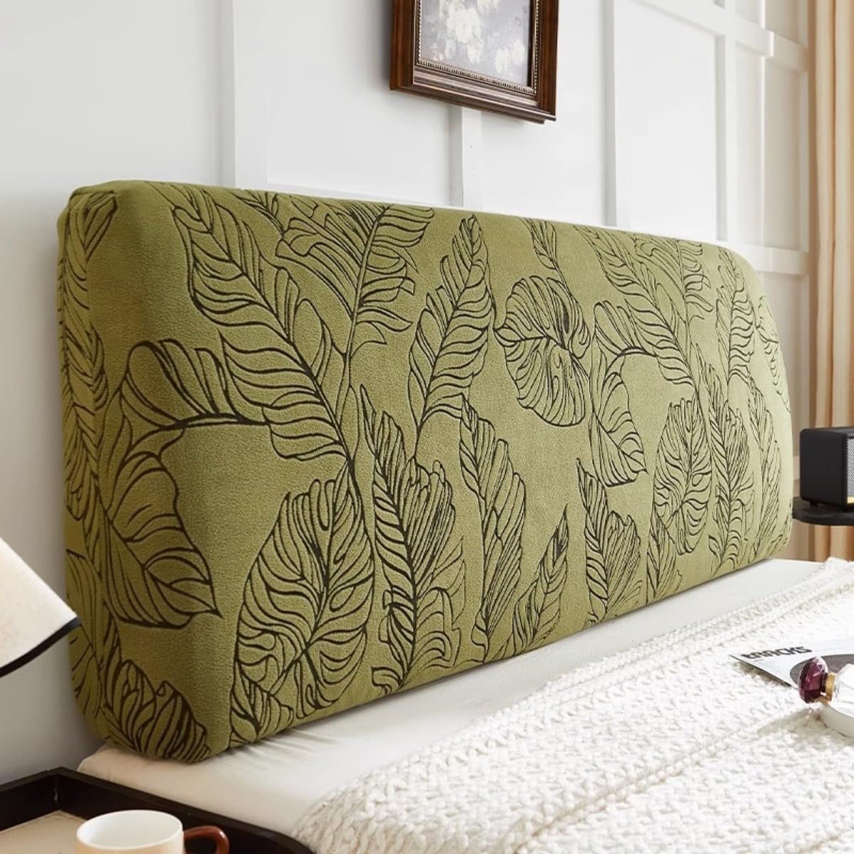 EFELIM Stretch Headboard Covers Full Queen King Size Bed Headboard Slipcover Jacquard Bed Head Cover Dustproof Protector for Upholstered Wood Headboard Cover (Spring Tree - Green,190-210cm/75-82.6in)