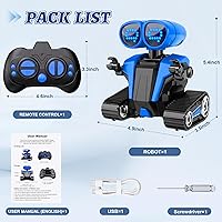 Vista 5 de Robots juguetes para niños y niñas con demostración automática, robots para niños, robot de control remoto recargable con ojos LED inteligentes, Azul