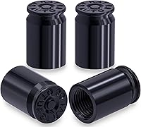 MEAJOO 4PCS Black Bullet Shell Aluminum Alloy Tire Valve Stem Caps - Dustproof Universal Covers for Cars, SUVs, Trucks, Bikes, Motorcycles