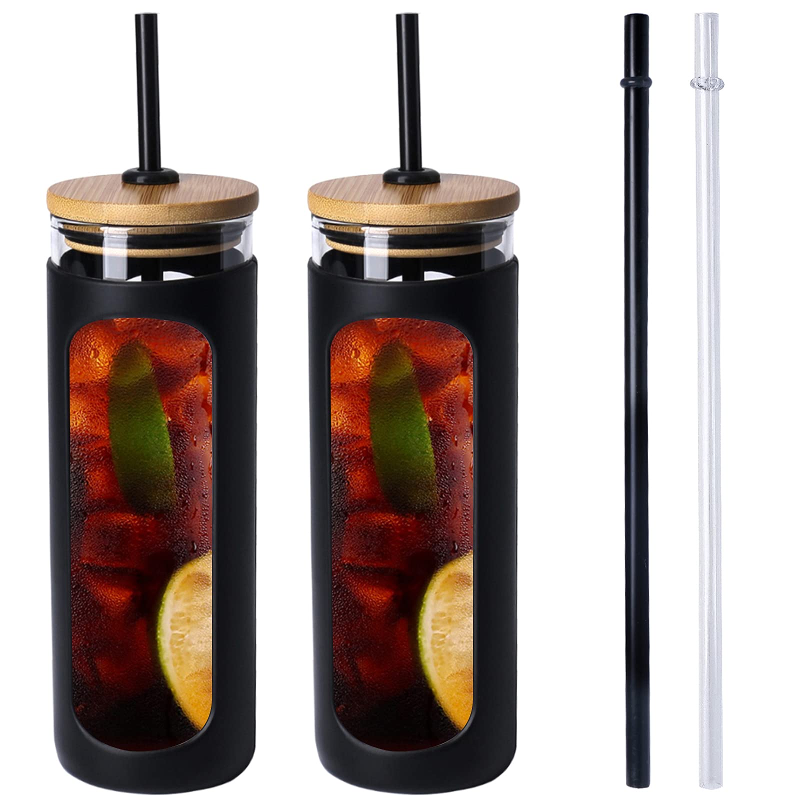Cafezi 24oz Glass Water Bottle With Silicone Sleeve - Leak-Proof, Great For Hikes, Gym, And Juices