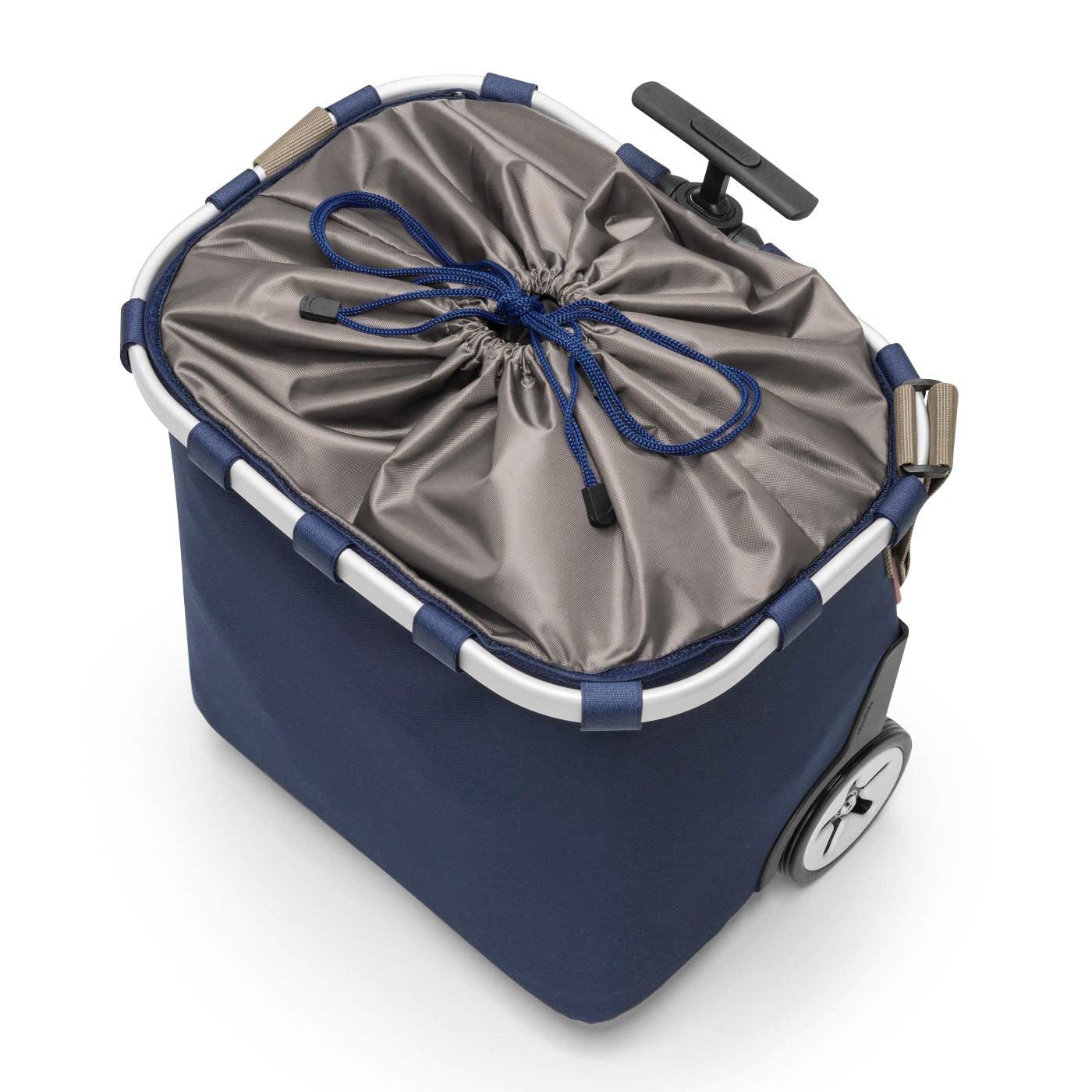 reisenthel carrycruiser in Dunkelblau – Tragbarer Einkaufstrolley mit stabilem Aluminiumrahmen, Schultergurt und herausnehmbarer Netz-Innentasche – Aus wasserabweisendem Material