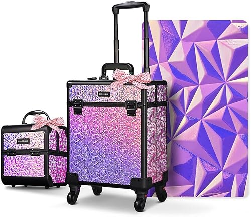 Vista 52 de BYOOTIQUE Cosmetology - Estuche rodante para almacenamiento de uñas, carrito de almacenamiento para maquillaje, maleta de peluquería de viaje