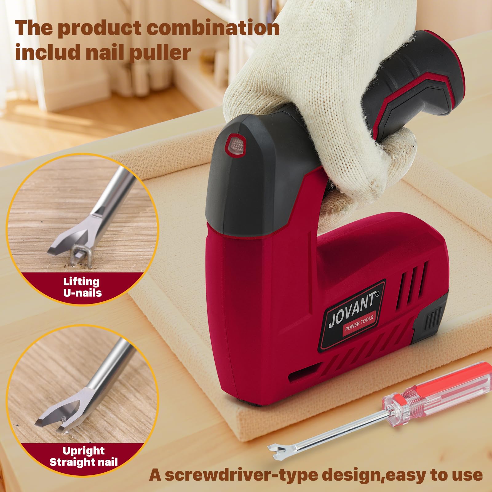 Agrafeuse électrique avec 3650 agrafes et extracteur d'agrafes, pistolet agrafeur d'ameublement robuste pour bois, artisanat, menuiserie, décoration, bricolage, cloueuse sans fil 4 V 2 en 1 pour