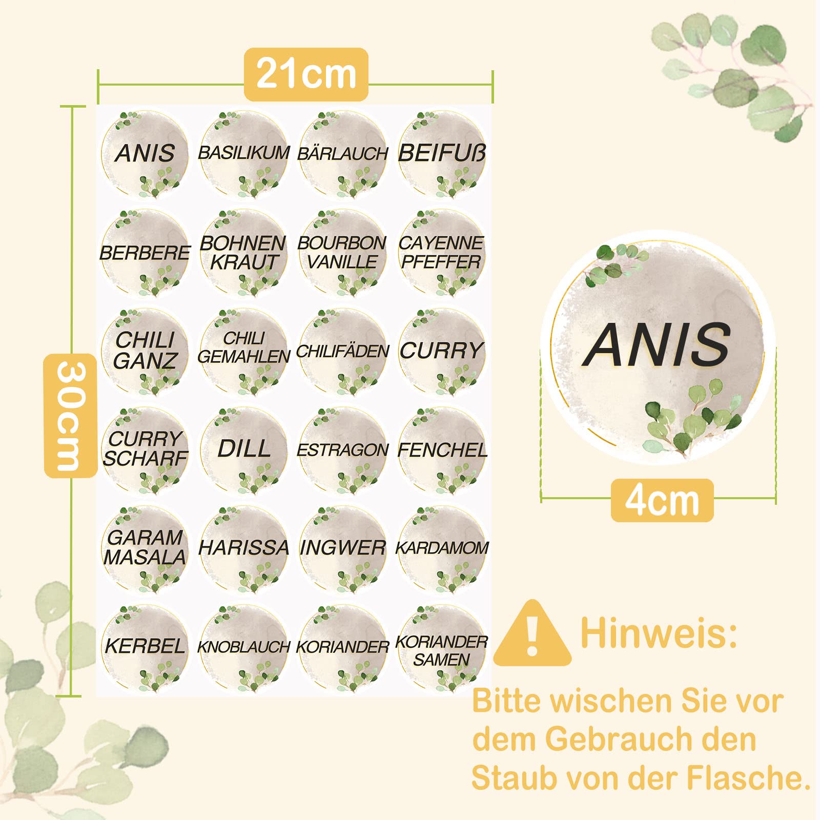 8 etichette per pz/set adesivi per dispensa imperm... – Grandado