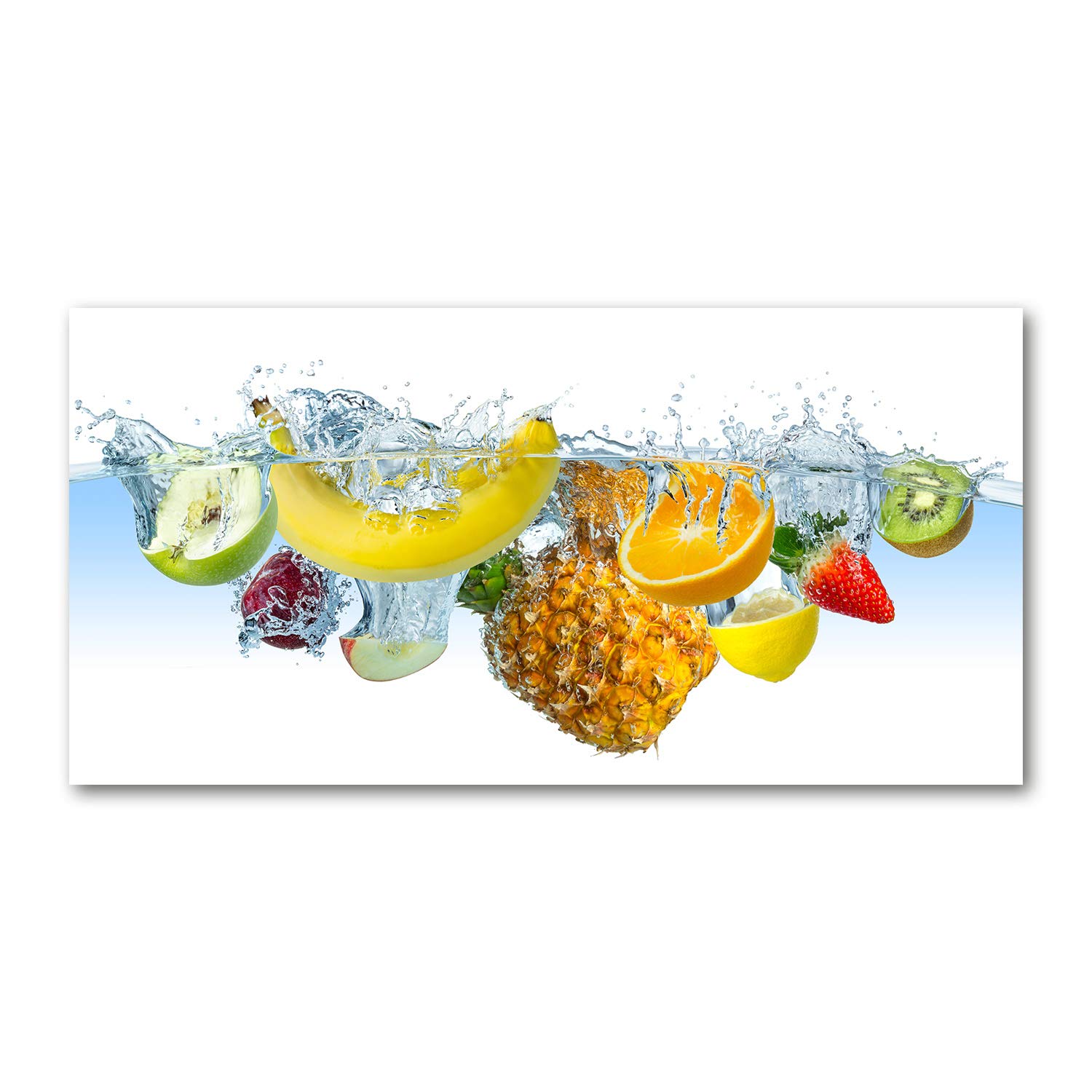 Tableau acrylique lavable pour cuisine grand format fruits sous l'eau