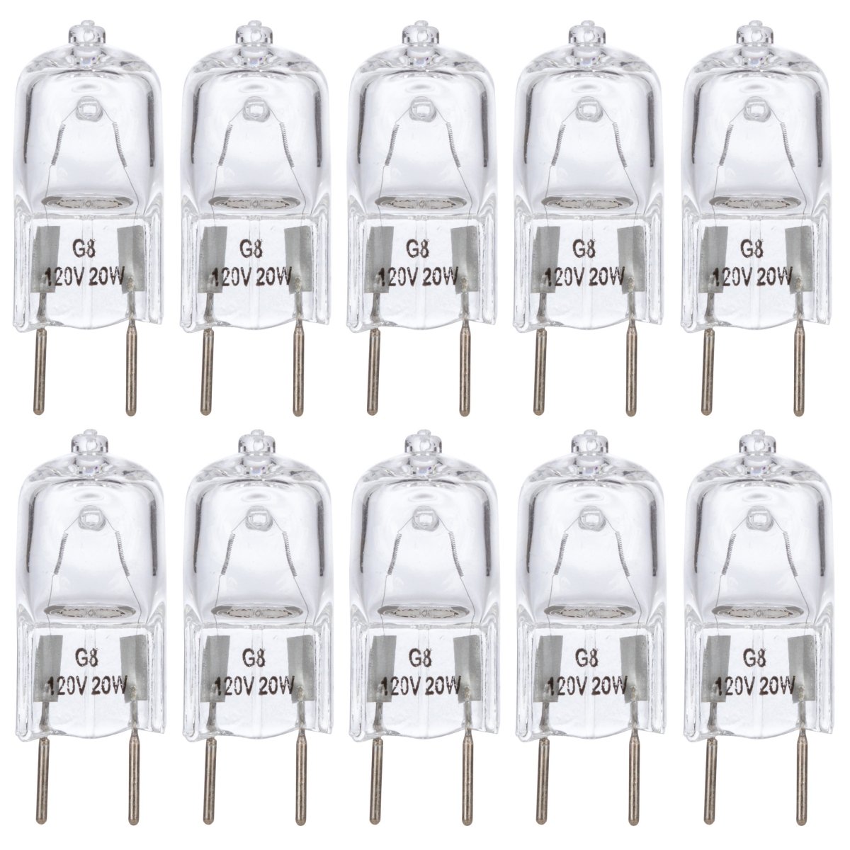 Simba Lighting G8 T4 Halogen Light Bulb 20W JCD Bi-Pin, 10 Pack, 1-3/8" Length,
