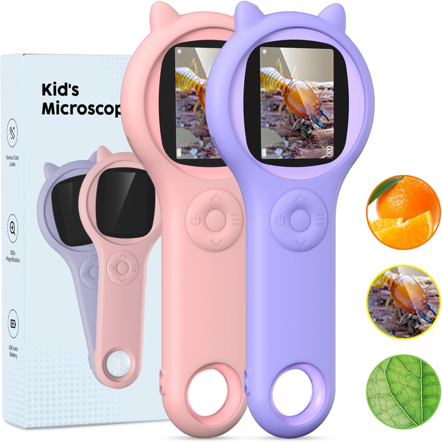 Microscope for Kids - Portable Handheld Magnifying Glass for Kids - Mini Digital Microscope for Kids Educational Science Toys, Christmas Birthday Gifts for Age 3 4 5 6 7 8 Girls&Boys （Purple）
