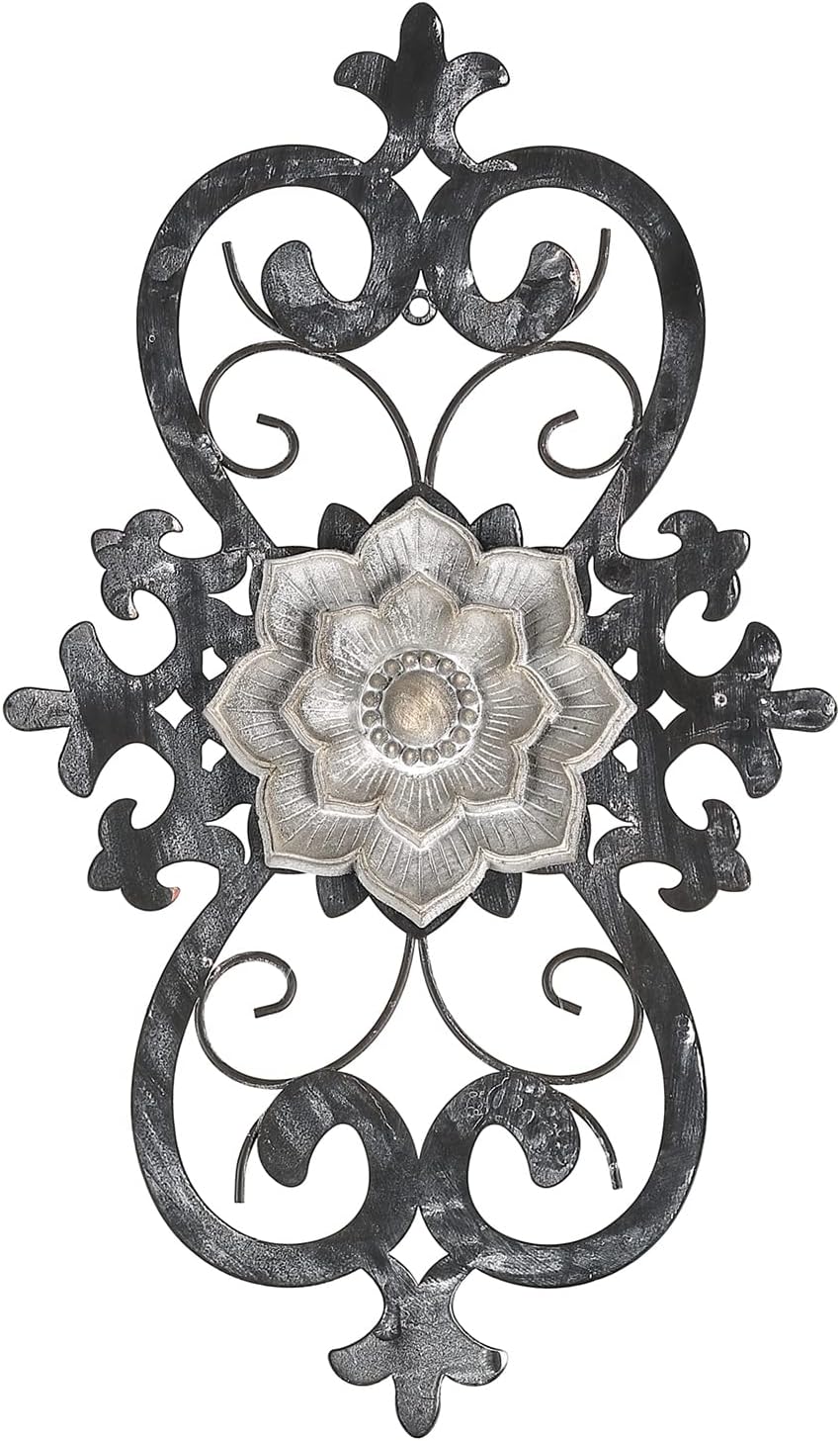 Metal Flowers Wall Decor, Metal Scroll Floral Wall Art, Hanging Wall